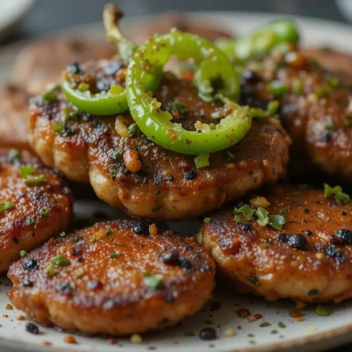 blackened recipes with green pepper cooked in a skillet