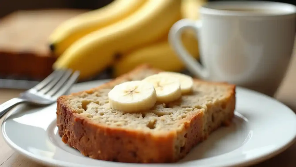 Slice of 4 Ingredient Banana Bread on a plate